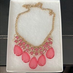 Elegant Gold and Pink Statement Necklace